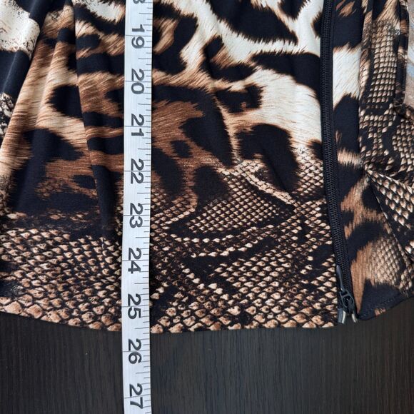 Joseph Ribkoff Top Womens 6 Leopard Snake Zipper Asymmetric Blouse Art to Wear - Picture 10 of 11